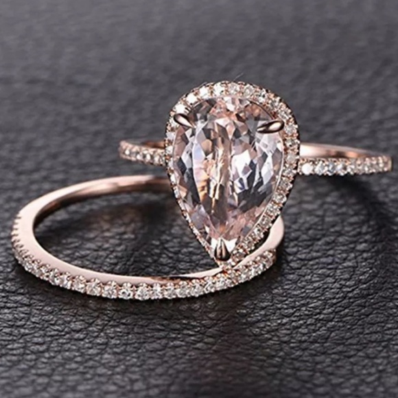 Jewelry - 2PC engagement bridal pear shape ring size 7